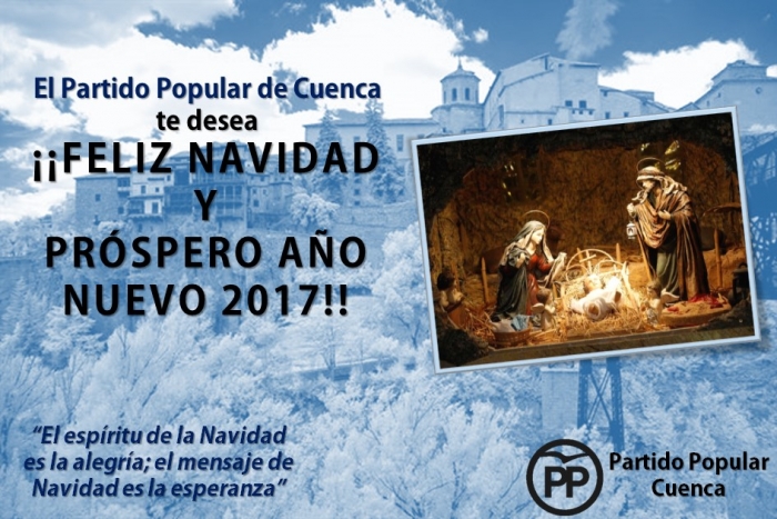 Desde el Partido Popular de Cuenca os deseamos que paséis unas felices fiestas de Navidad y os enviamos nuestros mejores deseos para 2017